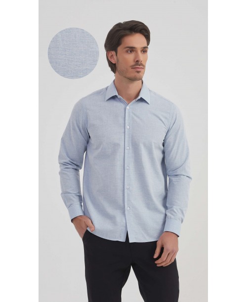 1506238-02 Chemise effet vintage coupe confort - Bleu