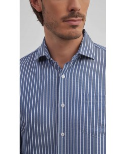 1506239-1 Chemise à rayures coupe confort - Bleu