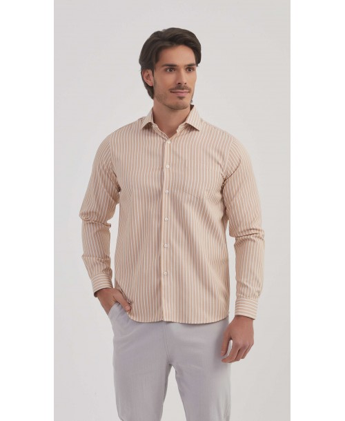 1506239-4 Chemise à rayures coupe confort - Beige