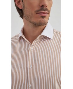 1506240-2 Chemise à rayures coupe confort - Beige
