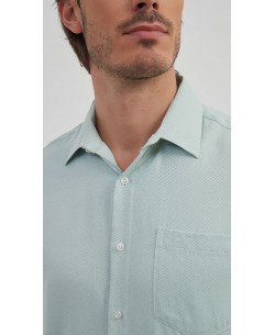 1506242-2 Chemise nid d'abeille coupe confort - Vert sauge