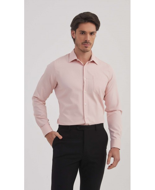 1506242-3 Chemise nid d'abeille coupe confort - Saumon