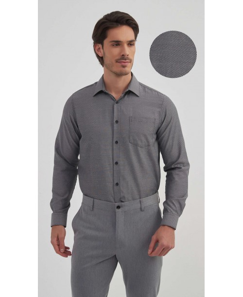 1506242-4 Chemise nid d'abeille coupe confort - Noir