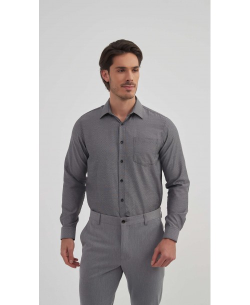 1506242-4 Chemise nid d'abeille coupe confort - Noir
