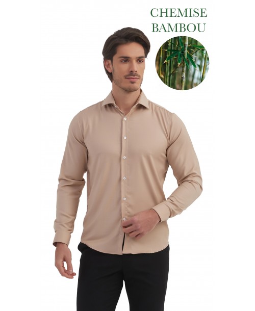 BAM-3390-6 Chemise en bambou - Beige