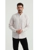 M2501-8 Chemise à rayures en oxford - Beige & Blanc
