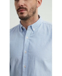 2502-4 Chemise en oxford - Bleu & Blanc