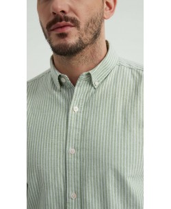 2502-5 Chemise en oxford - Vert & Blanc