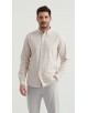 2502-6 Chemise en oxford - Beige & Blanc