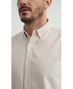 2502-6 Chemise en oxford - Beige & Blanc