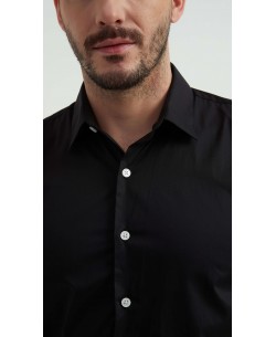 SAT-254-2 Chemise en coton compact - Noir