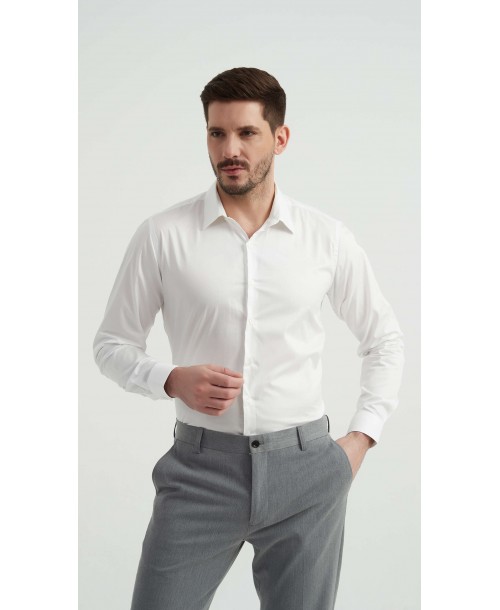 SAT-254-6 Chemise en coton compact - Ivoire