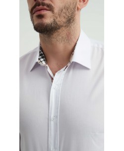 SLIM5047-1 Chemise carreaux tartan slim fit - Blanc