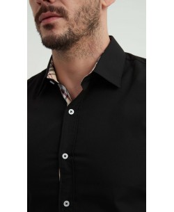SLIM5047-2 Chemise carreaux tartan slim fit - Noir