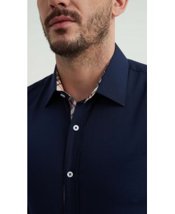 SLIM5047-3 Chemise carreaux tartan slim fit - Marine