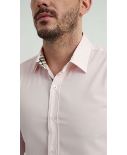 SLIM5047-8 Chemise carreaux tartan slim fit - Rose