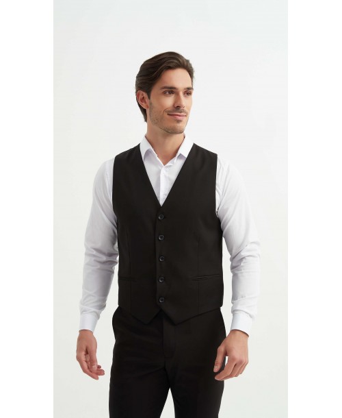 V020-1 Gilet de costume - Noir 