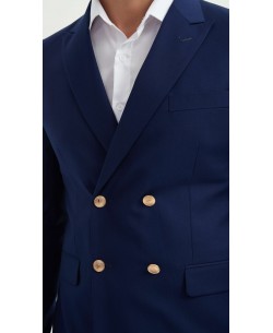 COS-H032 2 pieces double breasted suit (T46 to T58) - Blue