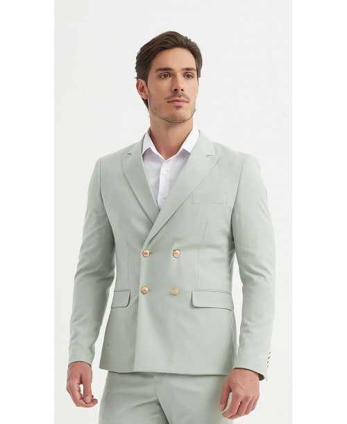 COS-H033 2 pieces double breasted suit (T46 to T58) - Sage green