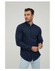 LIN-80-04 Chemise bleu marine en lin