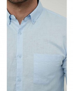 LIN-80-02 Chemise bleu ciel en lin