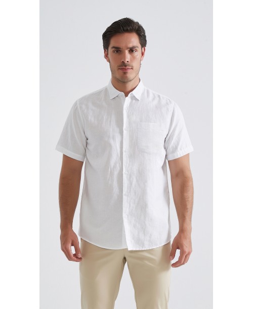 LIN-92-21 Chemisette en lin - Blanc