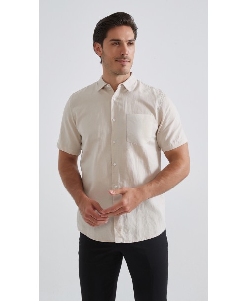 LIN-92-23 Chemisette en lin - Beige
