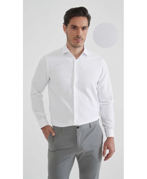 1506241-01 Chemise coton piqué coupe confort - Blanc