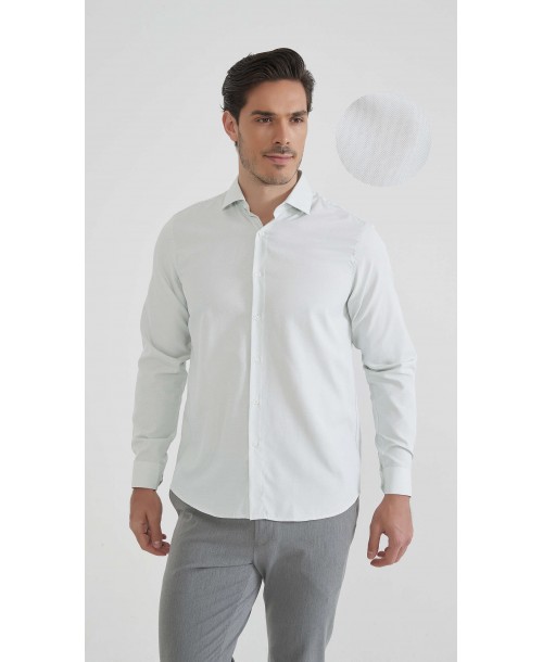 1506241-04 Chemise coton piqué coupe confort - Vert sauge