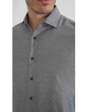 1506241-06 Chemise coton piqué à motifs coupe confort - Noir
