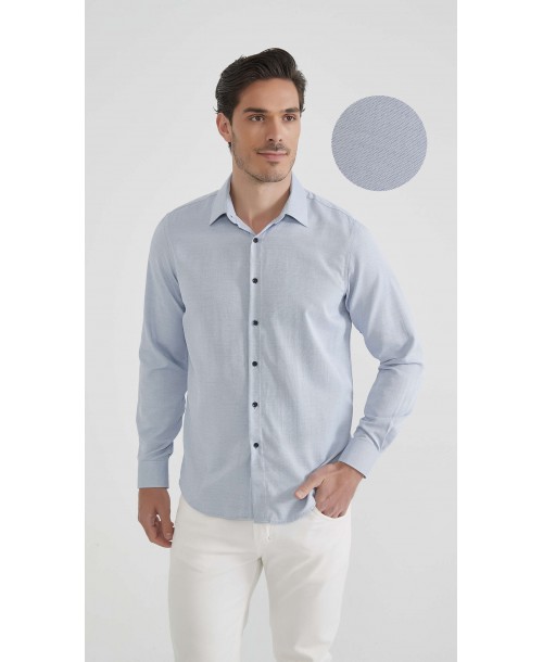 1506243-04 Chemise coton piqué coupe confort - Bleu