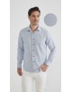 1506243-04 Chemise coton piqué coupe confort - Bleu