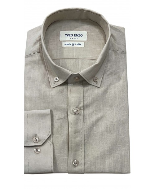 V014-08 Chemise en voile de coton - Beige