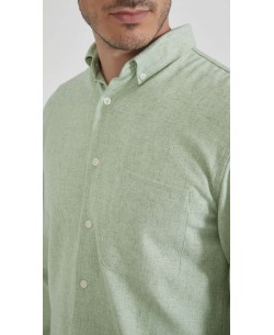 LIN-L057-02 Chemise lin - Vert