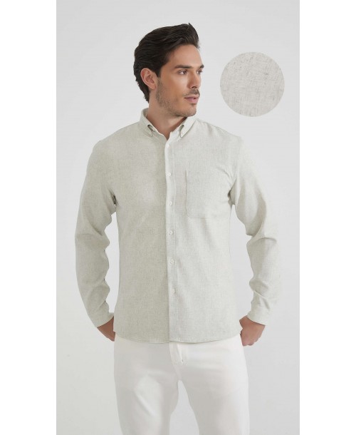 LIN-L057-03 Chemise lin - Blanc