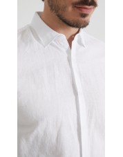 LIN-30R-21 Chemise en lin - Blanc
