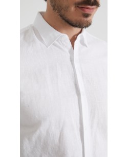 LIN-30R-21 Chemise en lin - Blanc
