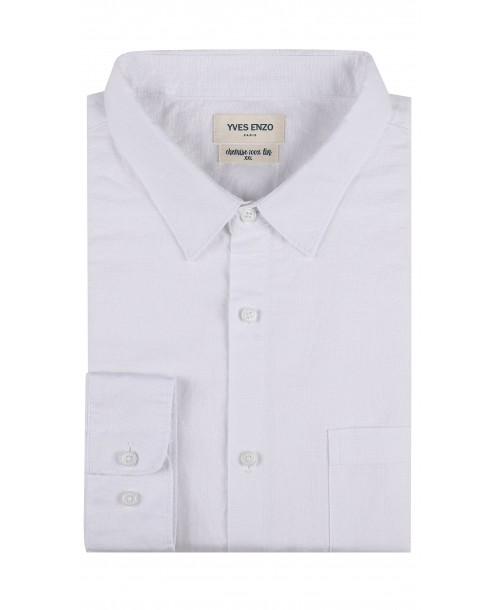 LIN-36-21 Chemise lin grande taille - Blanc
