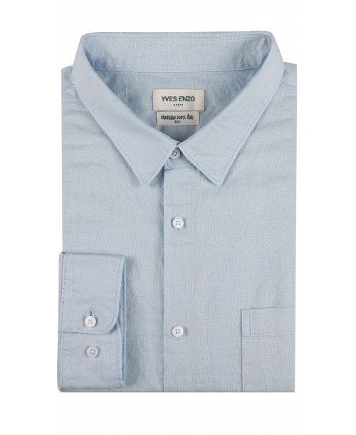 LIN-36-22 Chemise lin grande taille - Ciel