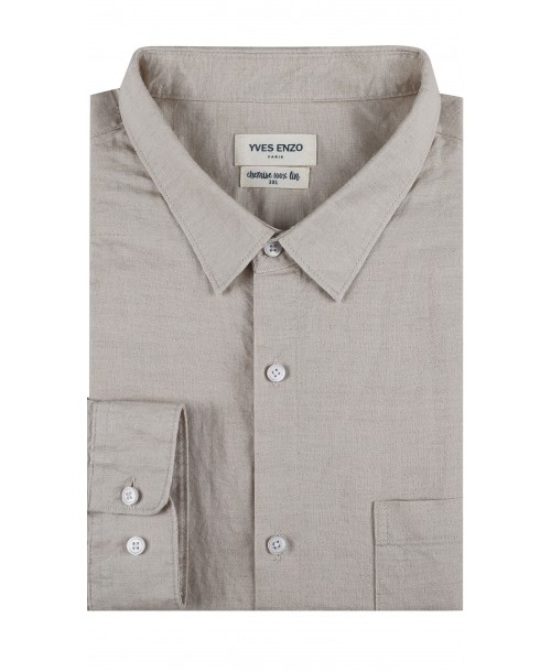 LIN-36-23 Chemise lin grande taille - Beige
