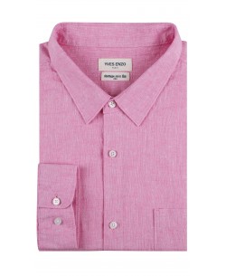 LIN-36-24 Chemise lin grande taille - Corail