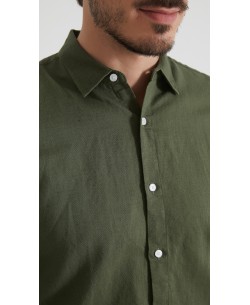 LIN-30R-214 Chemise en lin - Kaki