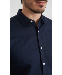 LIN-30R-24 Chemise en lin - Marine