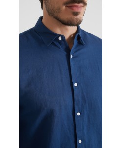 LIN-30R-28 Chemise en lin - Bleu
