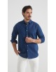 LIN-30R-28 Chemise en lin - Bleu