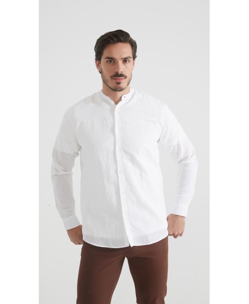 LIN-60R-21 Chemise en lin - Blanc