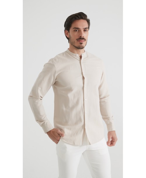 LIN-60R-23 Chemise en lin - Beige