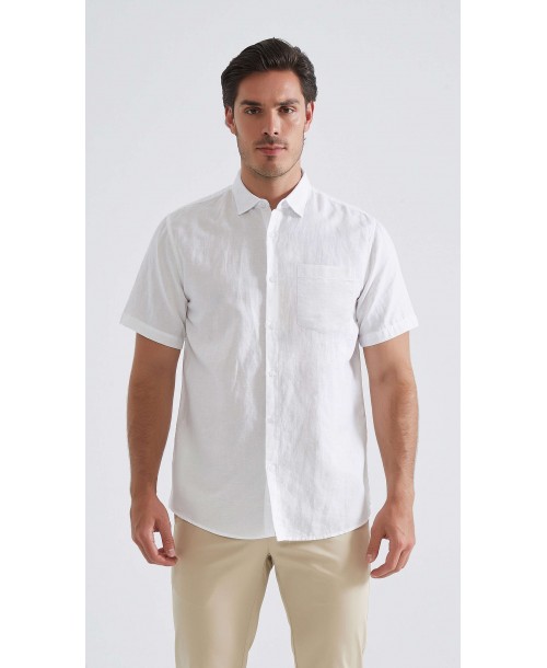 LIN-92-21 Chemisette en lin - Blanc