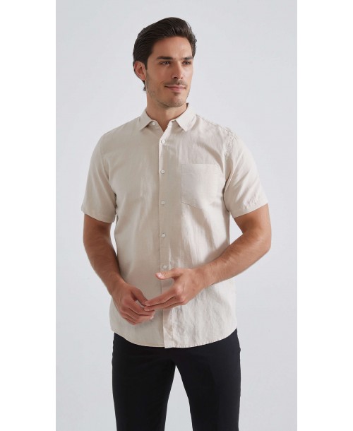 LIN-92-23 Chemisette en lin - Beige