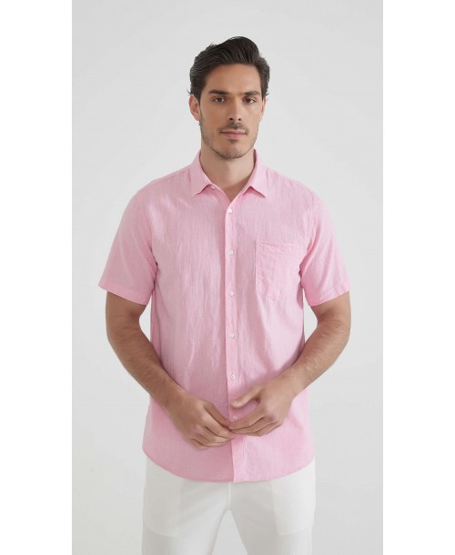 LIN-92-25 Chemisette en lin - Rose